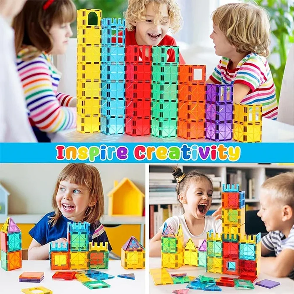 Tradeopia 102 Pieces Magnetic Tiles, Magnetic Building Blocks Set