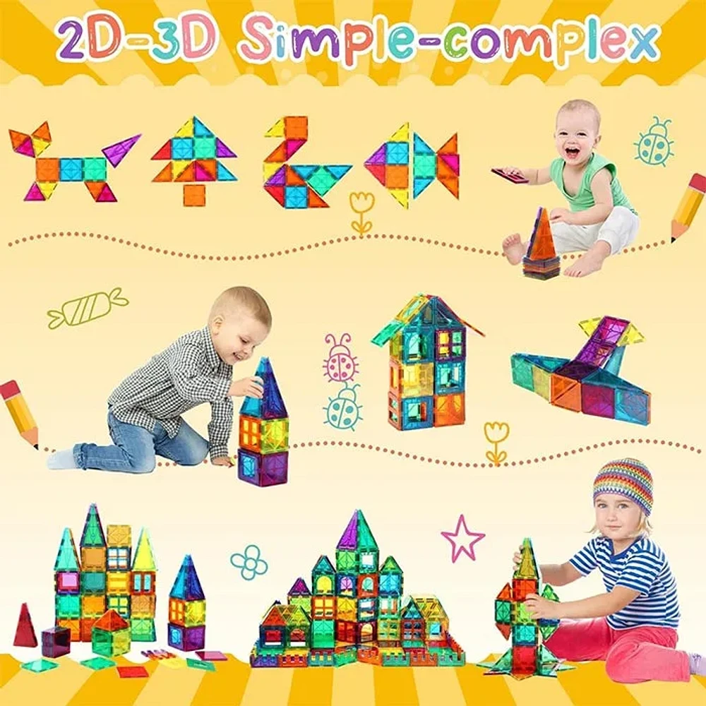 Tradeopia 102 Pieces Magnetic Tiles, Magnetic Building Blocks Set