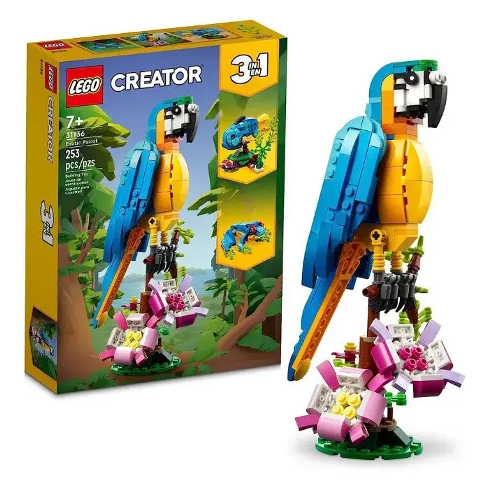 LEGO Creator 3 in 1 Exotic Parrot Building Toy Set