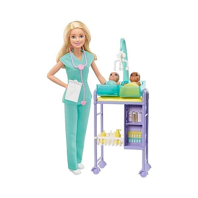 Barbie Doctor Baby Playset Blonde Doll With 2 Infant Dolls