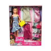 Barbie Doll And Fashion Clothing Set Accessories With 4 Complete Outfits