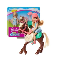 Barbie Club Chelsea Blonde Doll and Brown Pony Riding Play Set