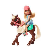 Barbie Club Chelsea Blonde Doll and Brown Pony Riding Play Set