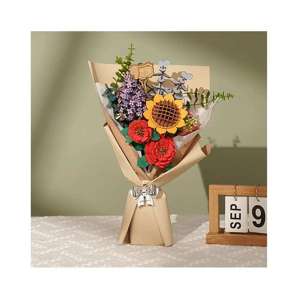 Robotime 3D Wooden Puzzle Wooden Flower Bouquet