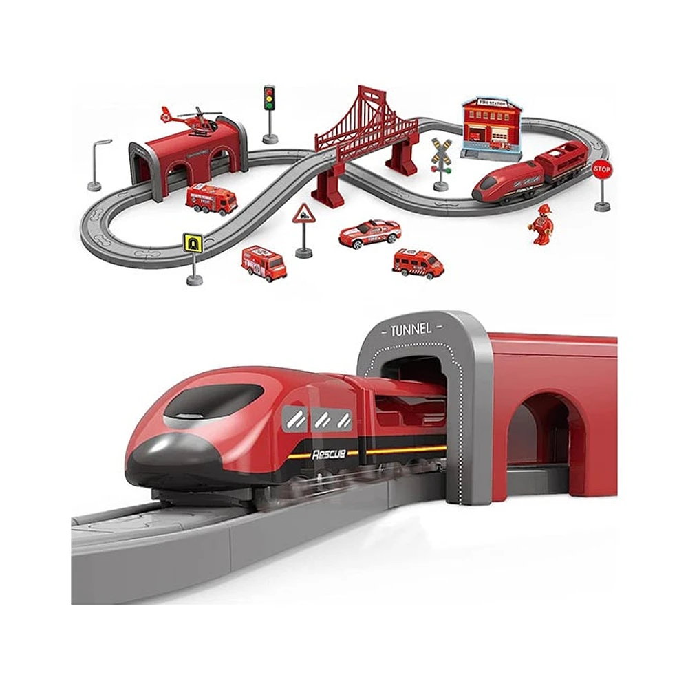 Fire Rescue Train Set – 66 Pieces