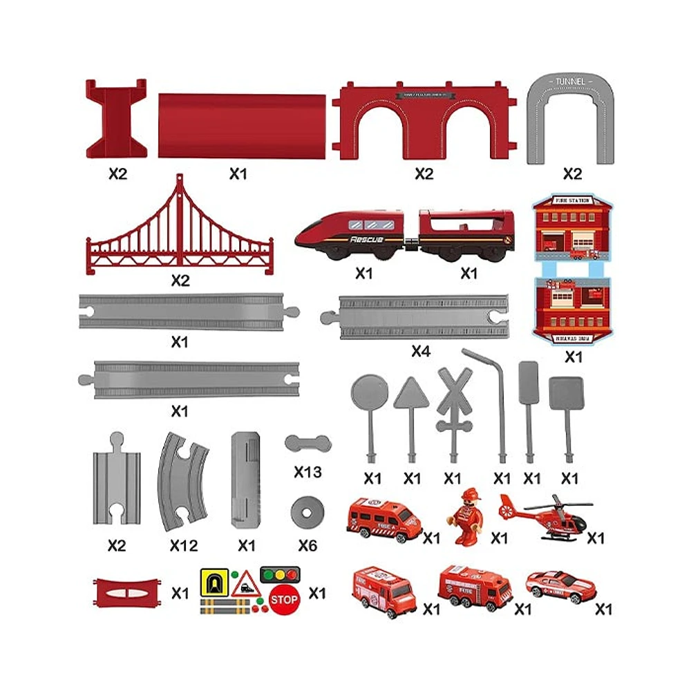 Fire Rescue Train Set – 66 Pieces