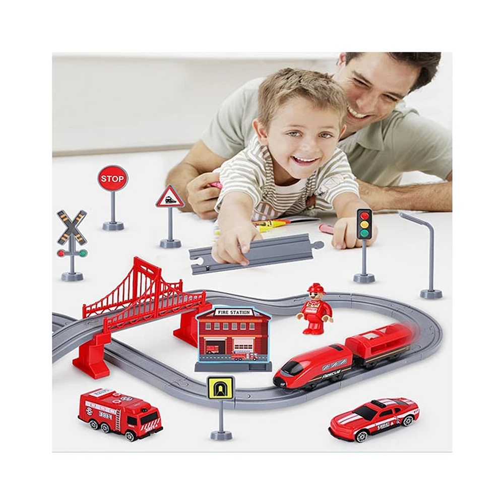 Fire Rescue Train Set – 66 Pieces