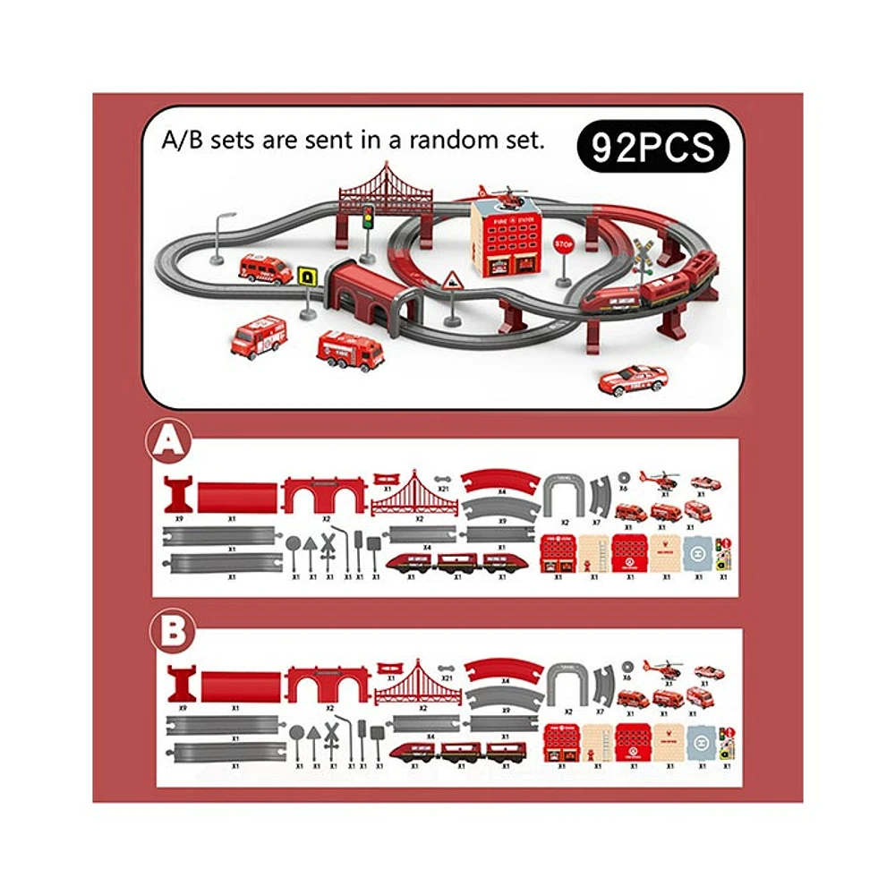 Fire Rescue Train Set – 92 Pieces