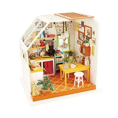 3D Wooden Puzzle Jason’s Kitchen Fully Assembled with Display Case