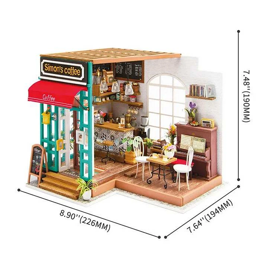 3D Wooden Puzzle Simon’s Coffee Cafe Fully Assembled with Display Case