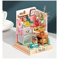 3D Wooden Puzzle Taste Life Kitchen Miniature Dollhouse Fully Assembled with Display Case