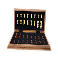 Deluxe Folding Magnetic Walnut Chess Set 17 Inch