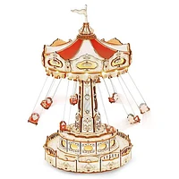 ROKR 3D Wooden Puzzle Swing Ride Music Box Fully Assembled with Display Case