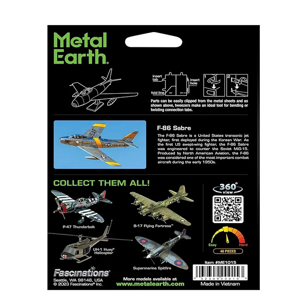 Metal Earth F 86 Sabre Aircraft 3D Model Kit