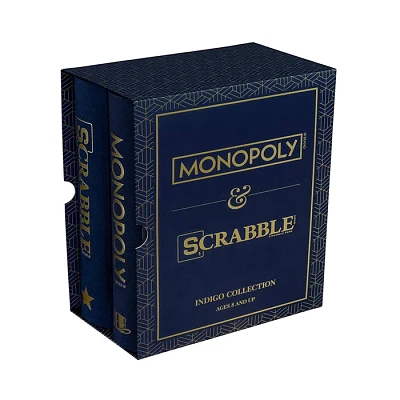 WS Game Company Monopoly and Scrabble Board Game Indigo Collection