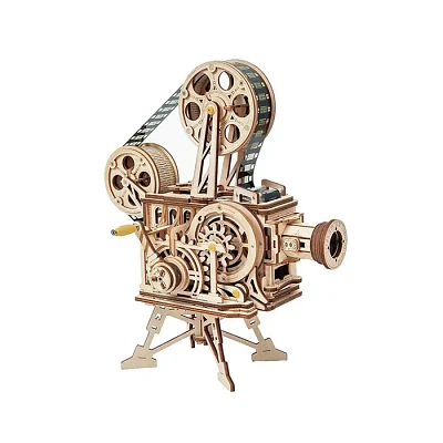 3D Wooden Puzzle Vitascope Movie Projector with Display Case