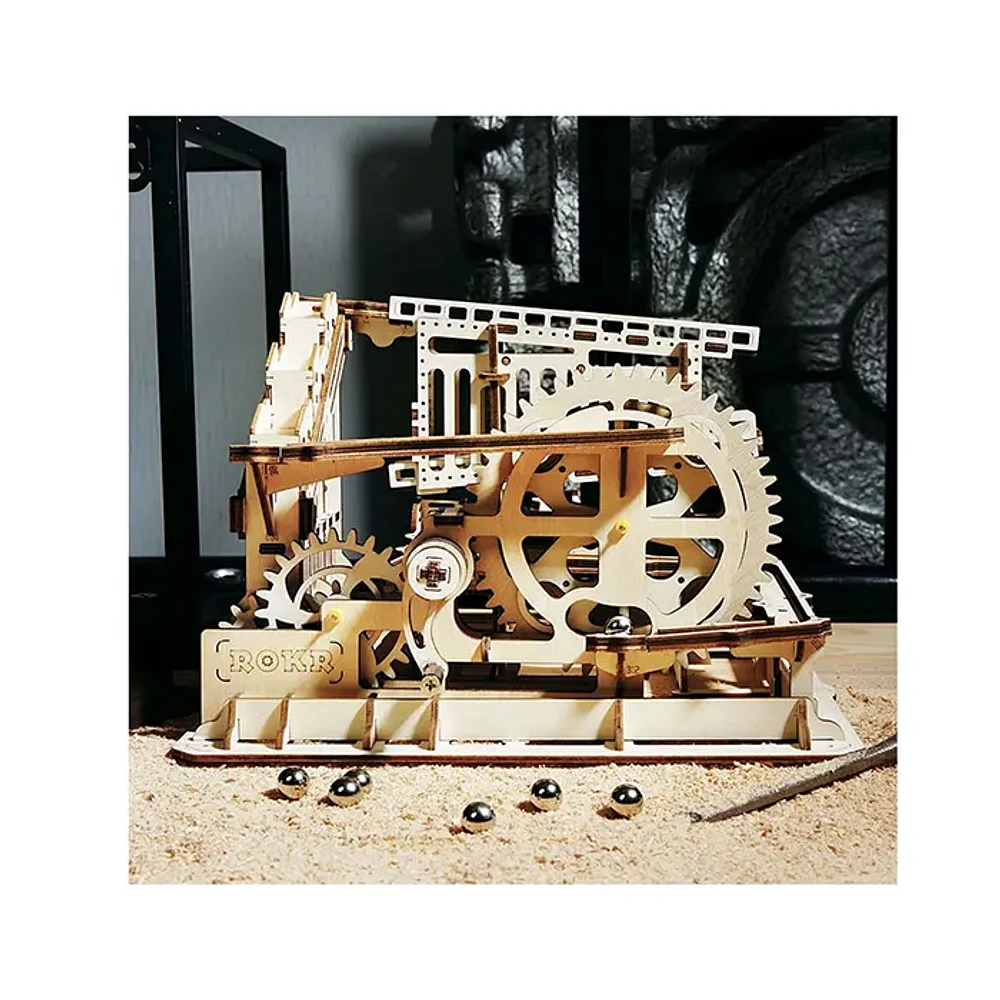 3D Wooden Puzzle Mechanical Marble Squad with Display Case