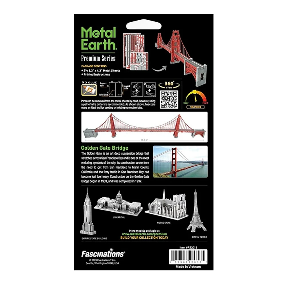 Metal Earth Golden Gate Bridge Premium Series 3D Model Kit