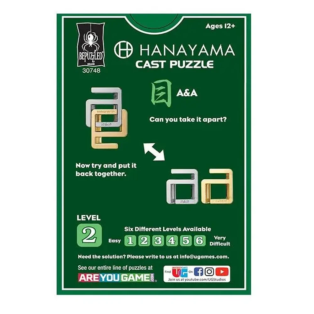 Hanayama Cast A And A Metal Brainteaser Puzzle Level 2 For Age 12 Plus