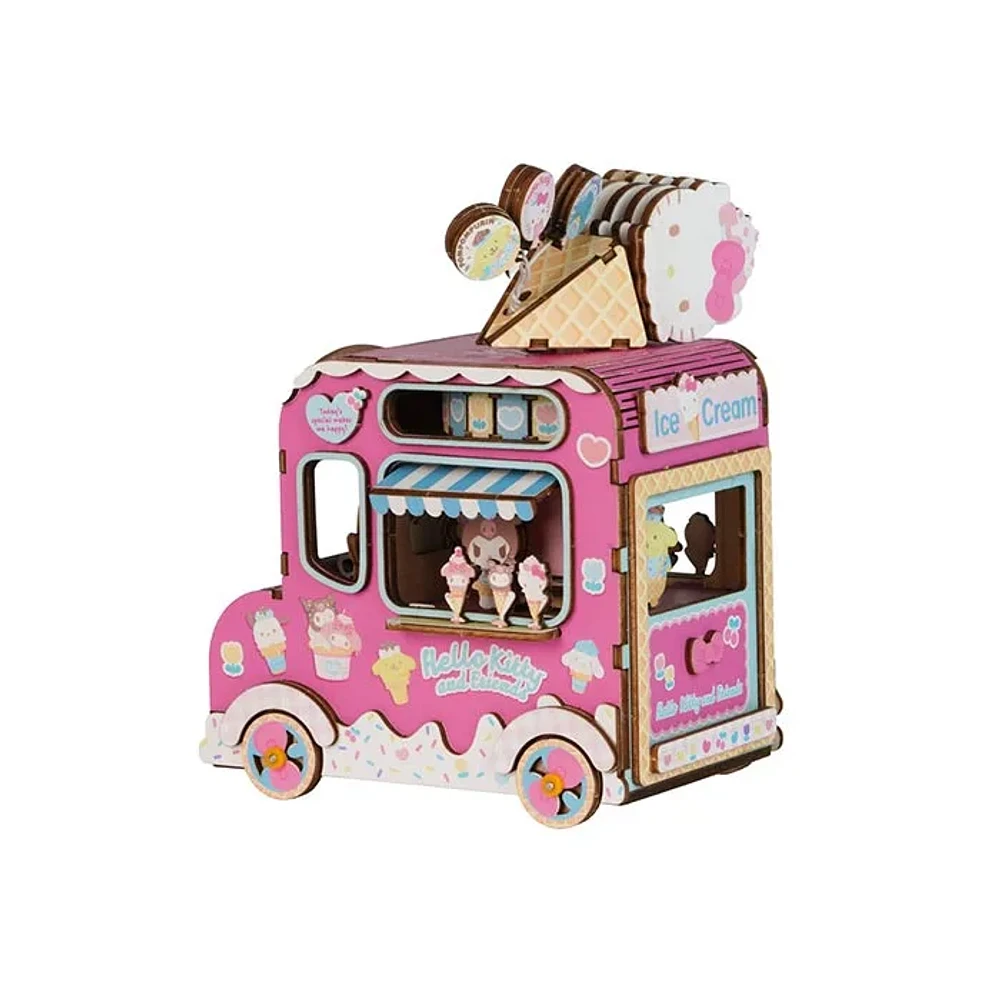 3D Modern Wooden Puzzle Music Box Hello Kitty Ice Cream Truck