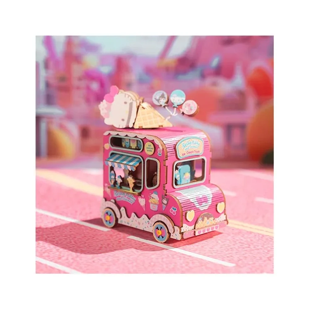 3D Modern Wooden Puzzle Music Box Hello Kitty Ice Cream Truck