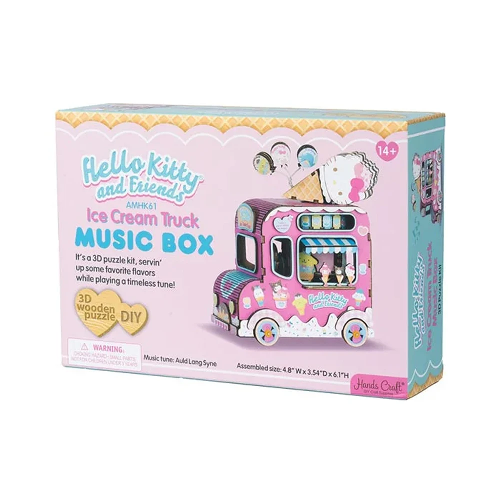 3D Modern Wooden Puzzle Music Box Hello Kitty Ice Cream Truck