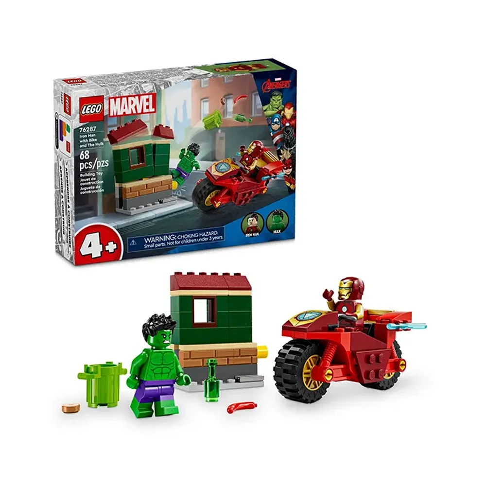 LEGO Marvel Iron Man with Bike and The Hulk – 68 Pieces