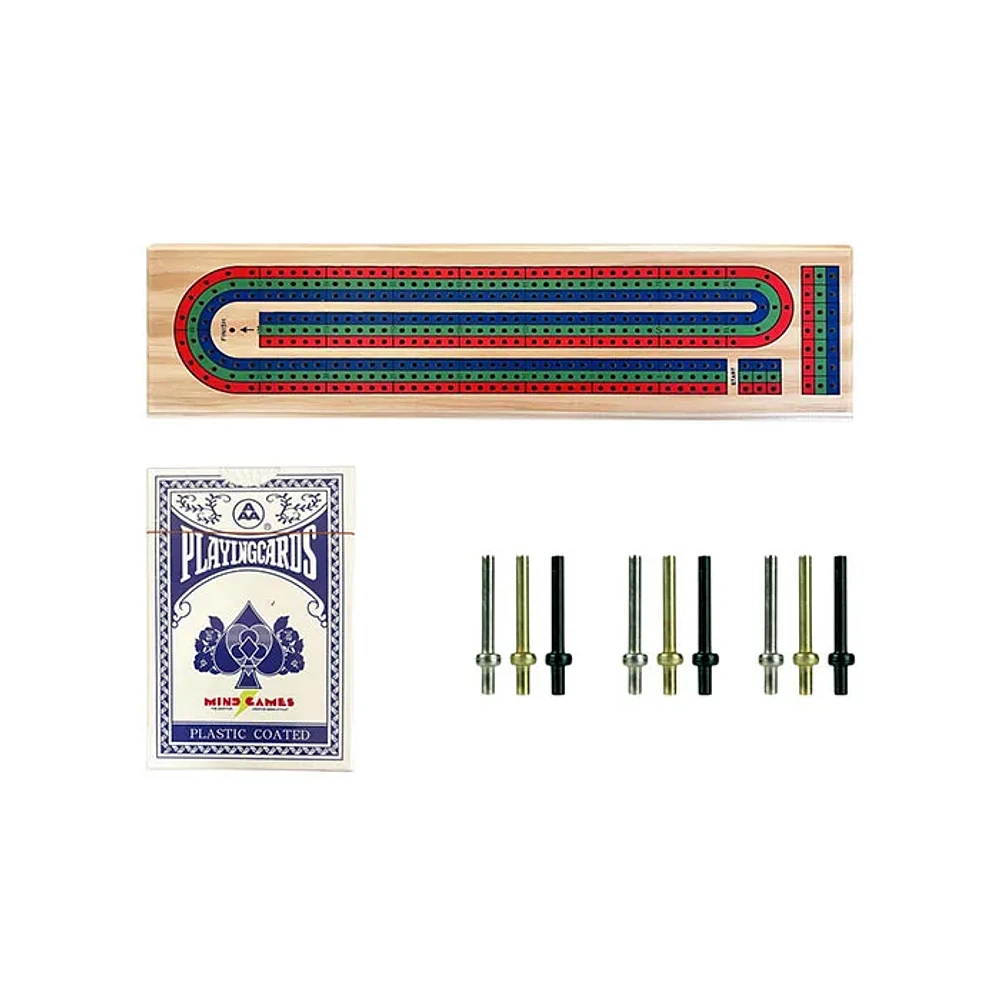 Tradeopia Wooden Cribbage Board Game 3 Track Tricolor Set