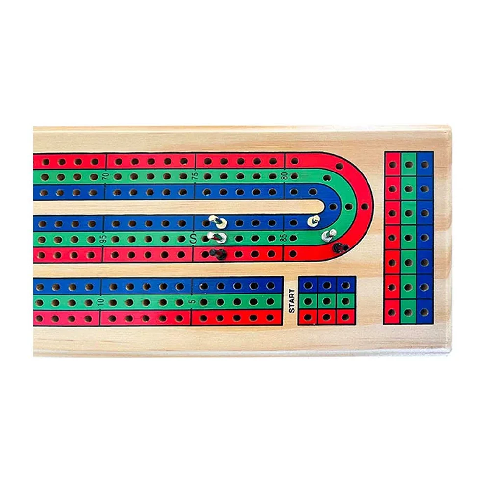 Tradeopia Wooden Cribbage Board Game 3 Track Tricolor Set