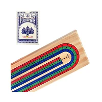 Tradeopia Wooden Cribbage Board Game 3 Track Tricolor Set