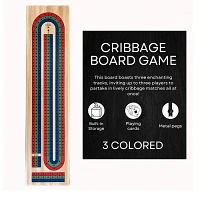 Tradeopia Wooden Cribbage Board Game 3 Track Tricolor Set