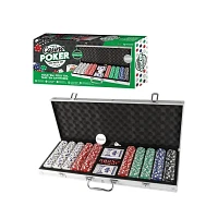 Tradeopia 500 Pieces Casino Poker Set With Aluminum Silver Case