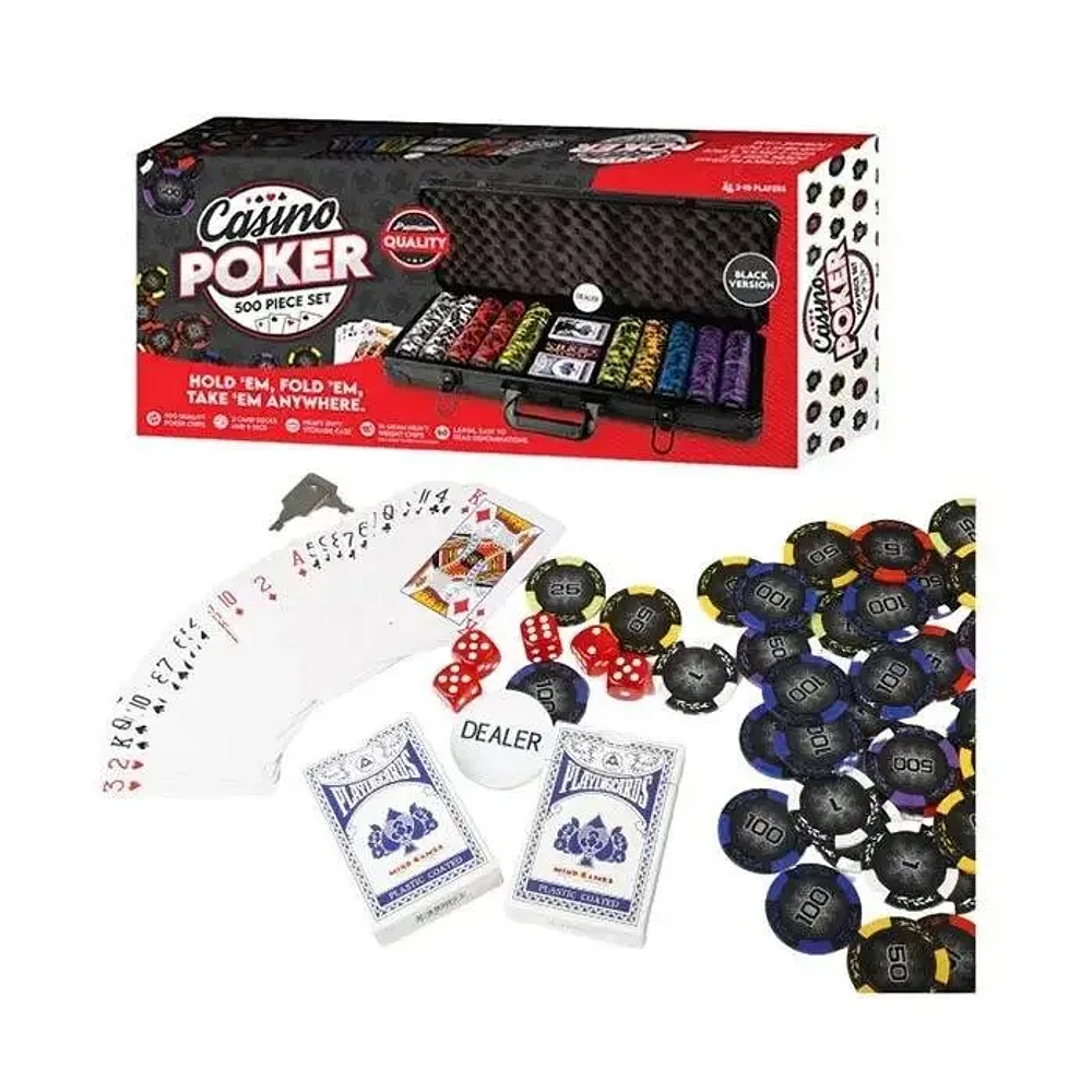 Tradeopia 500 Pieces Casino Poker Set With Black Case