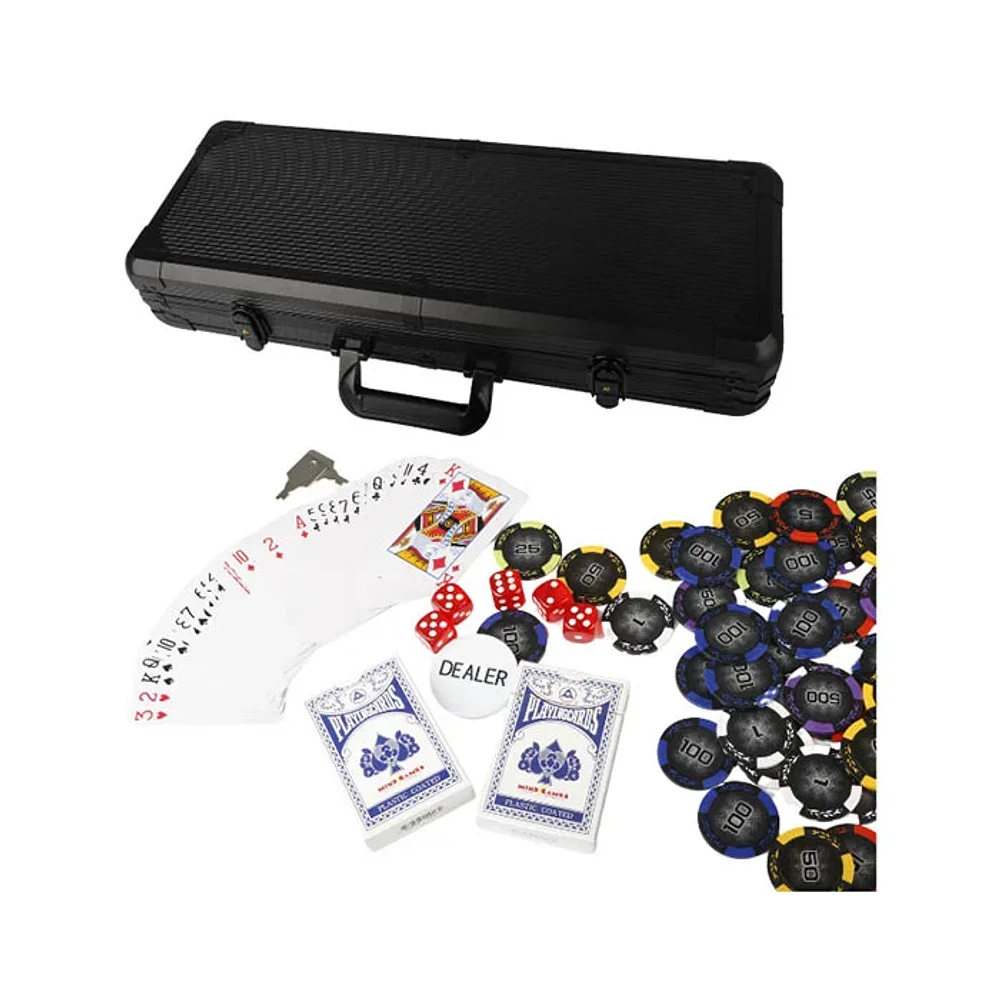 Tradeopia 500 Pieces Casino Poker Set With Black Case