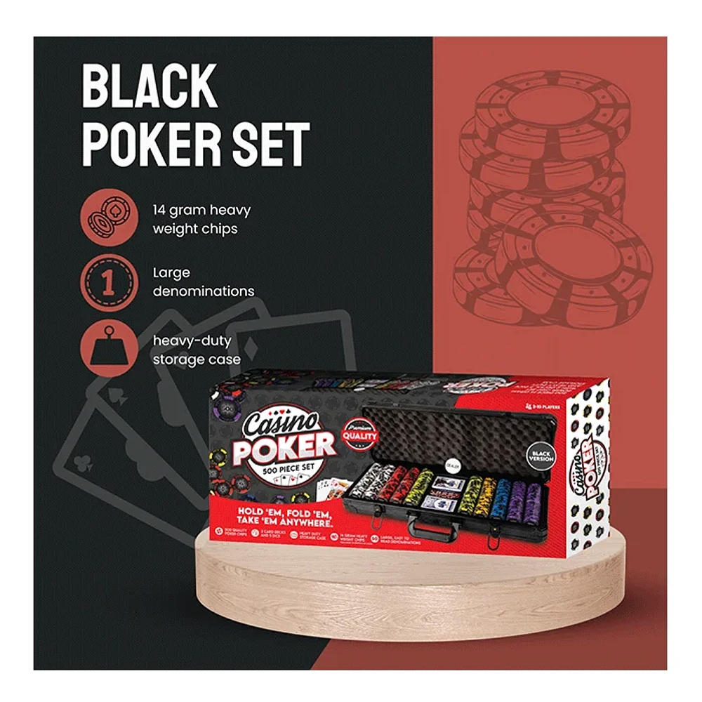 Tradeopia 500 Pieces Casino Poker Set With Black Case