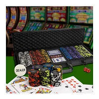 Tradeopia 500 Pieces Casino Poker Set With Black Case