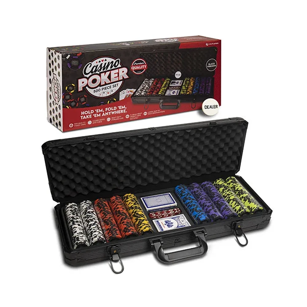 Tradeopia 500 Pieces Casino Poker Set With Black Case