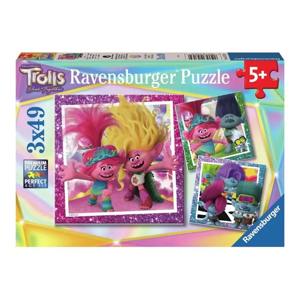 Trolls Band Together Can’t Stop the Pop 3X49 Pieces Jigsaw Puzzle