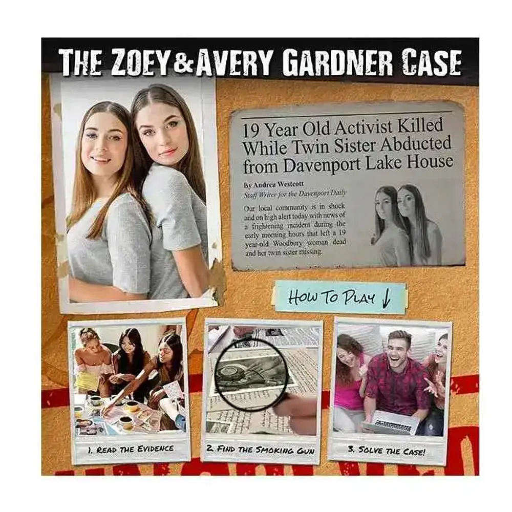 Unsolved Case Files Avery And Zoey Gardner Murder Mystery Game