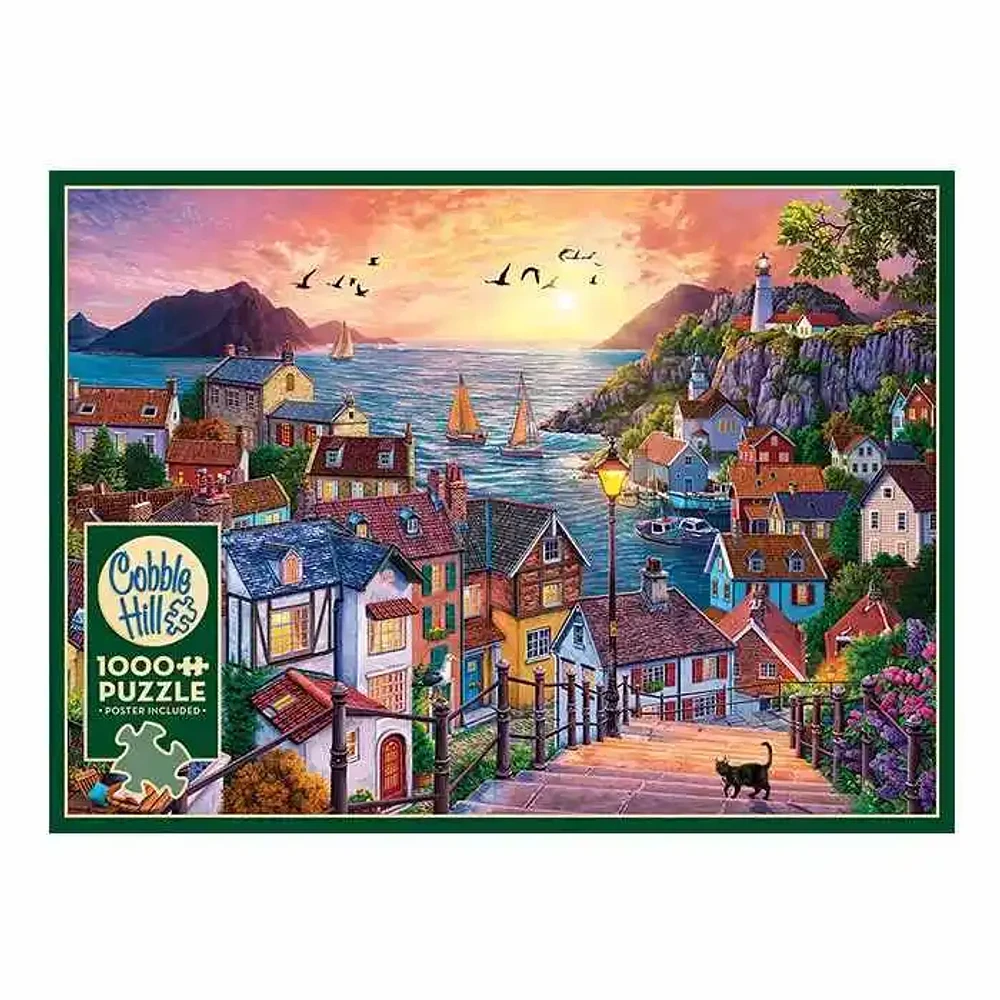 Cobble Hill Coastal Town At Sunset Puzzle 1000 Pieces