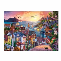 Cobble Hill Coastal Town At Sunset Puzzle 1000 Pieces