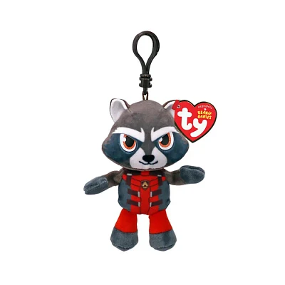 TY Beanie Baby Rocket Racoon Floppy Clip 5 Inch