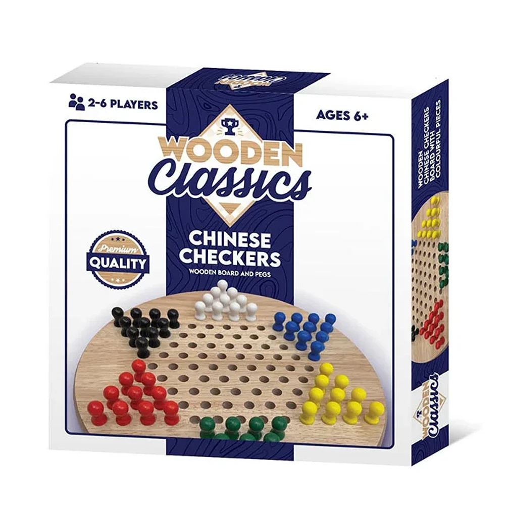 Tradeopia Wooden Classics Chinese Checkers With Board And Pegs