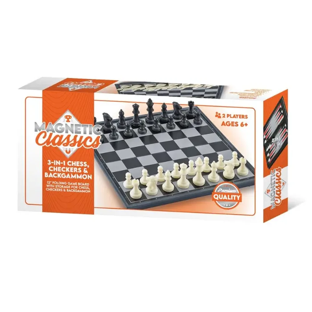 Tradeopia 3 In 1 Magnetic Chess Set Folding 12.5 Inch