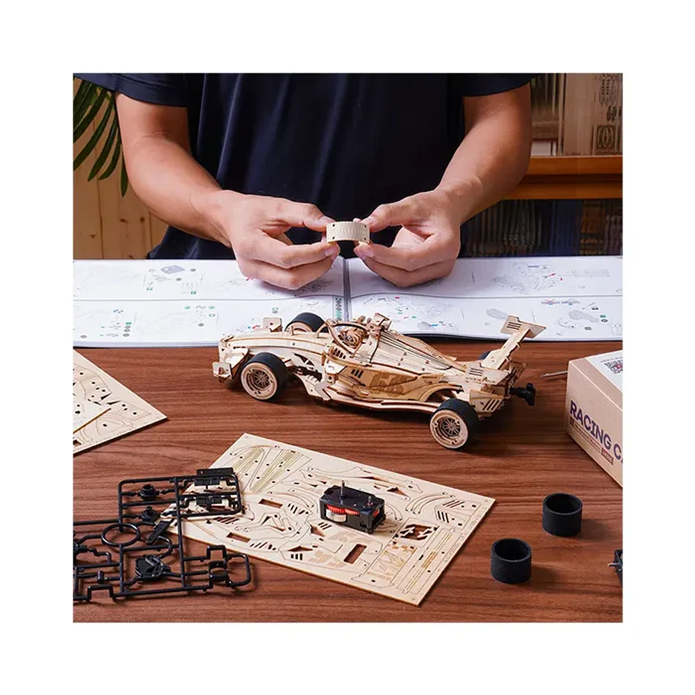 Robotime 3D Wooden Puzzle DIY Racing Car Mechanical Model Kit