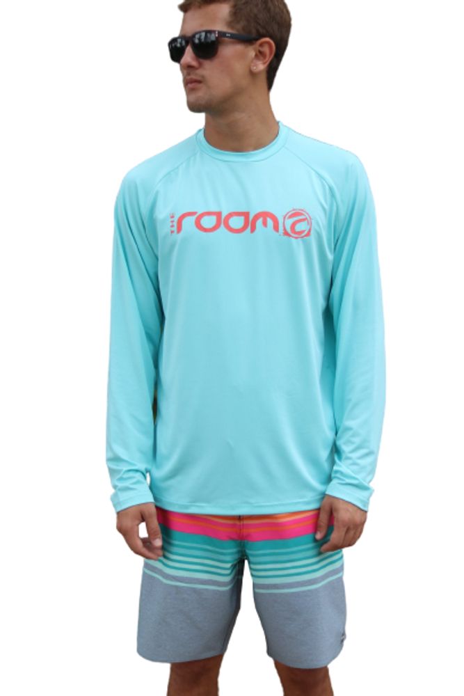 "The Room" Men's Long Sleeve Rashguards - XLARGE MUSTARD/TEAL