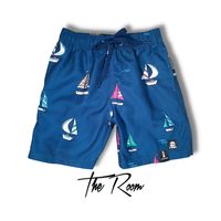 The Room Boys Volley Shorts - Sailboats on Navy - XL/14