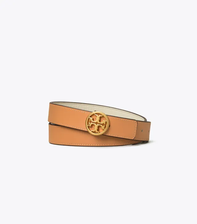 Tory Burch Women's 1 Miller Reversible Belt, Black/Gold, XS at