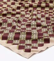 3D Checkered Logo Double-Sided Silk Square Scarf 