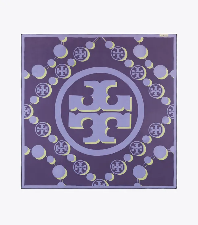 Tory Burch 3-D T Monogram Double Sided Silk Square Scarf